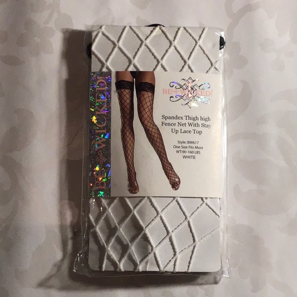 Be Wicked: White Spandex Thigh High Fence Net​